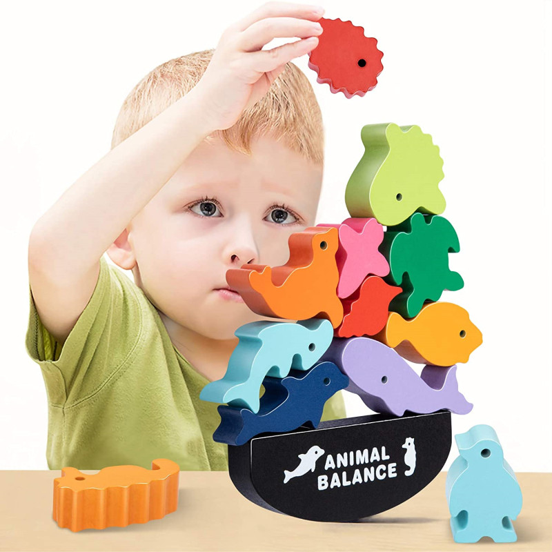 Woodworking For Kids - Nouveaux enfants Montessori blocs d'équilibre animaux